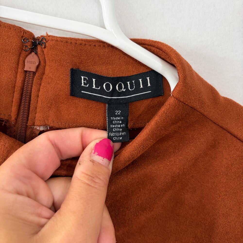 Eloquii Sleeveless Blouse Womens Plus 22 Brown Faux Suede High Neck Tank Top - Picture 8 of 11